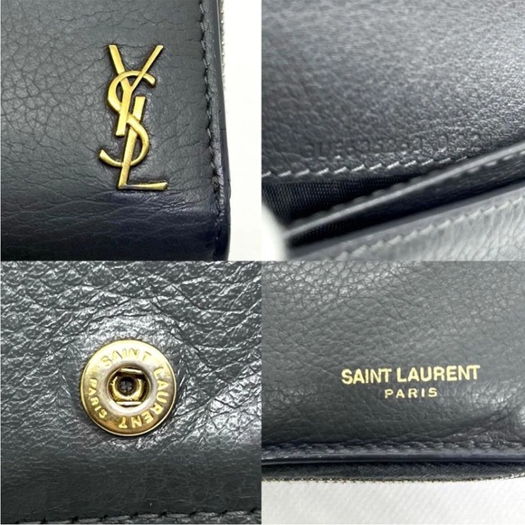 Saint Laurent Black Leather Wallet with Gold Accents - Picture 10 of 11